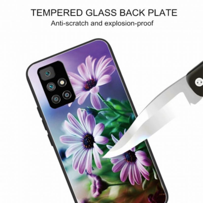 Deksel Xiaomi Redmi 10 Realistiske Blomster Av Herdet Glass Beskyttelse Deksel