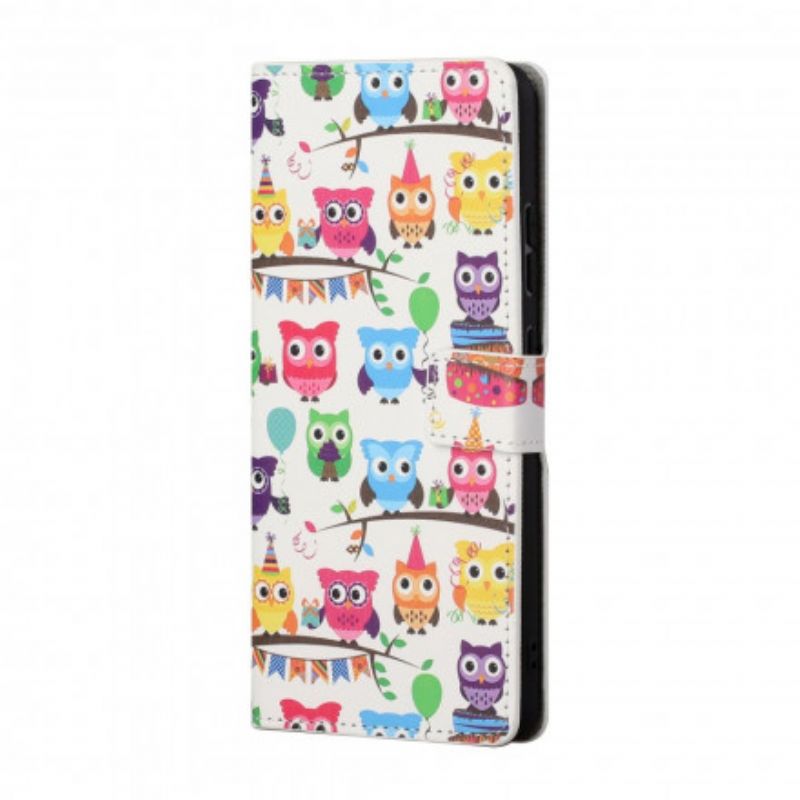 Folio Deksel Til Xiaomi Redmi 10 Multiple Strappy Owls