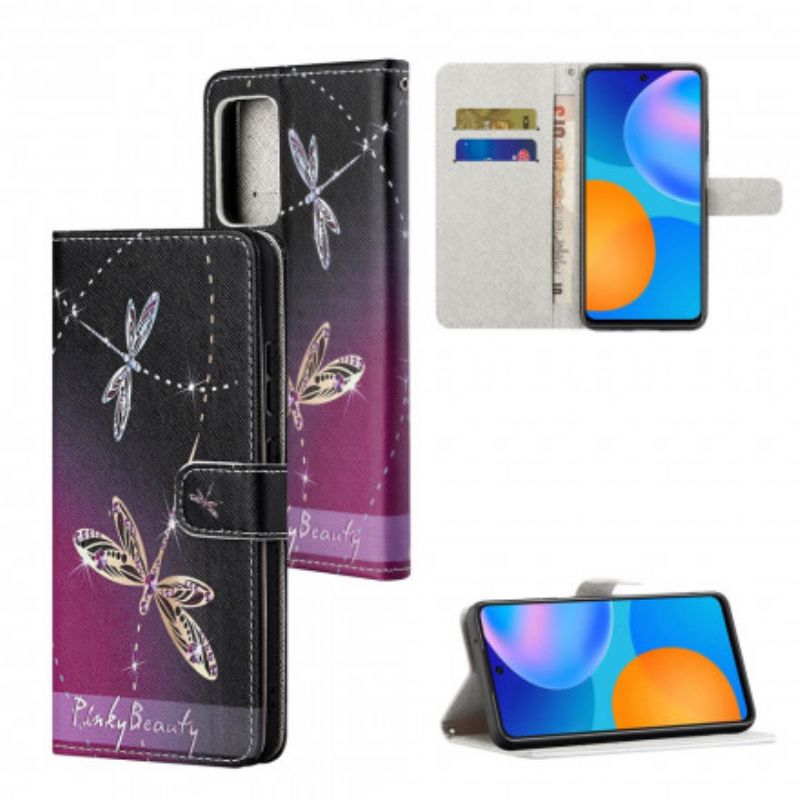 Folio Deksel Til Xiaomi Redmi 10 Strappy Dragonflies