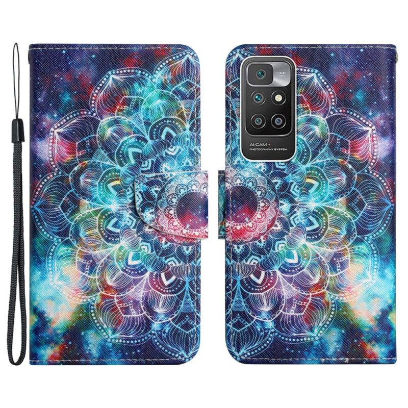 Folio Deksel Xiaomi Redmi 10 Flashy Half Strappy Mandala