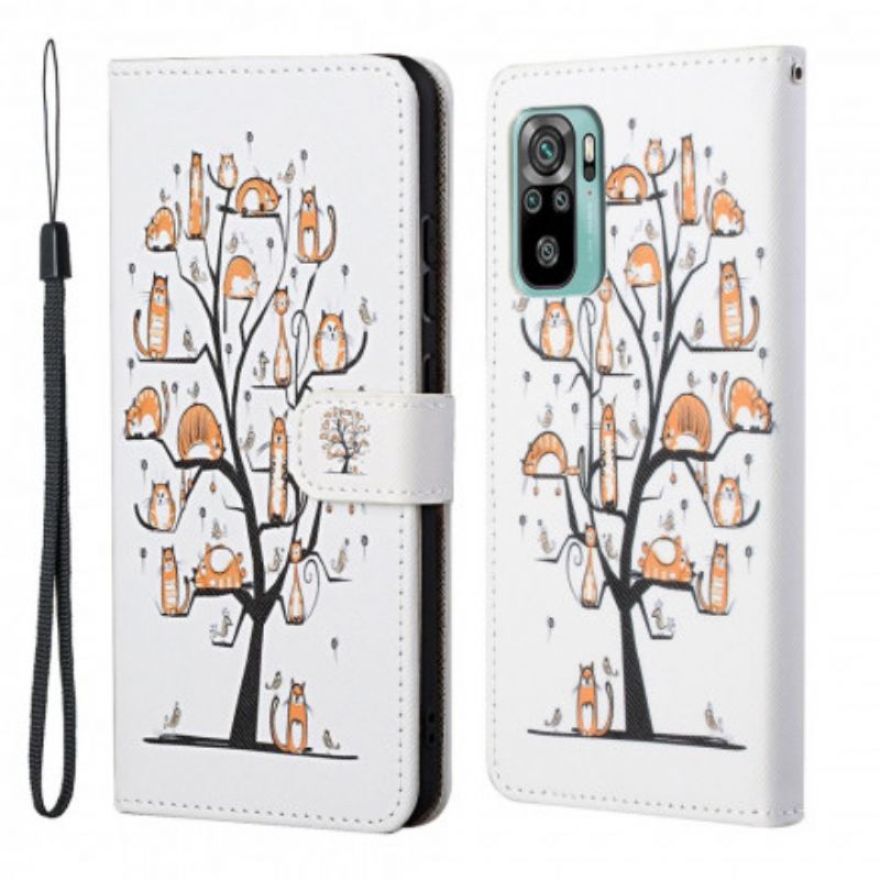 Folio Deksel Xiaomi Redmi 10 Funky Cats Strappy