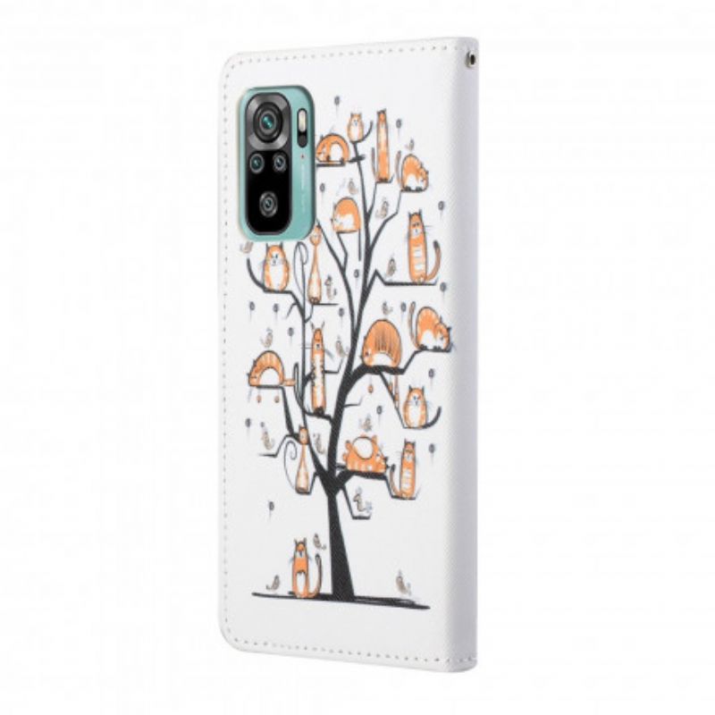 Folio Deksel Xiaomi Redmi 10 Funky Cats Strappy