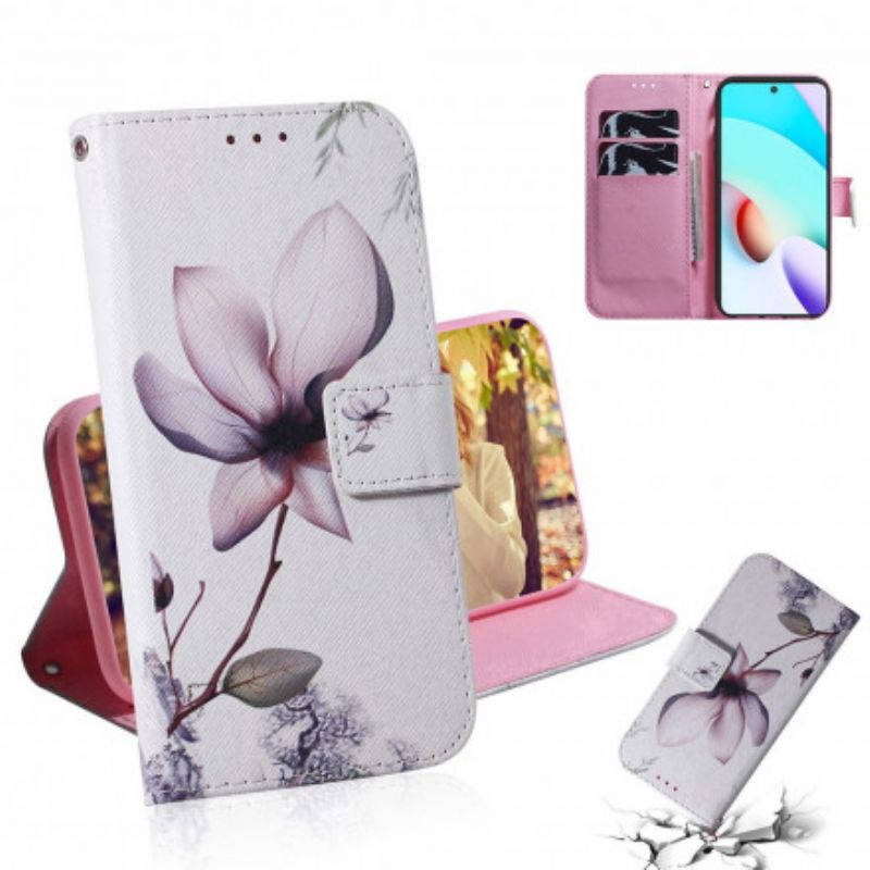 Folio Deksel Xiaomi Redmi 10 Gammel Rosa Blomst