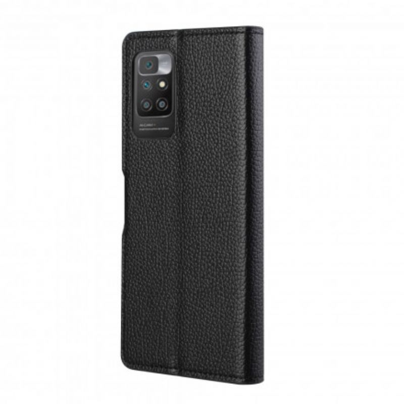 Folio Deksel Xiaomi Redmi 10 Litchi Grain Leather Effect Beskyttelse Deksel