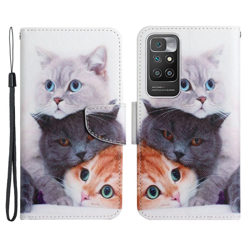 Folio Deksel Xiaomi Redmi 10 Pile Of Cats-lanyard