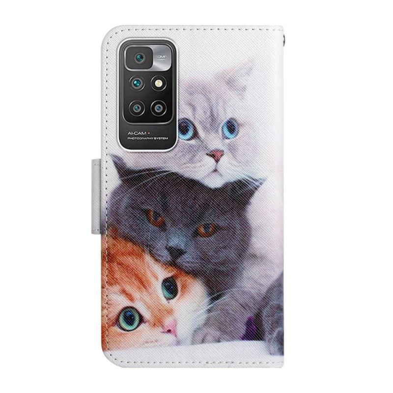 Folio Deksel Xiaomi Redmi 10 Pile Of Cats-lanyard