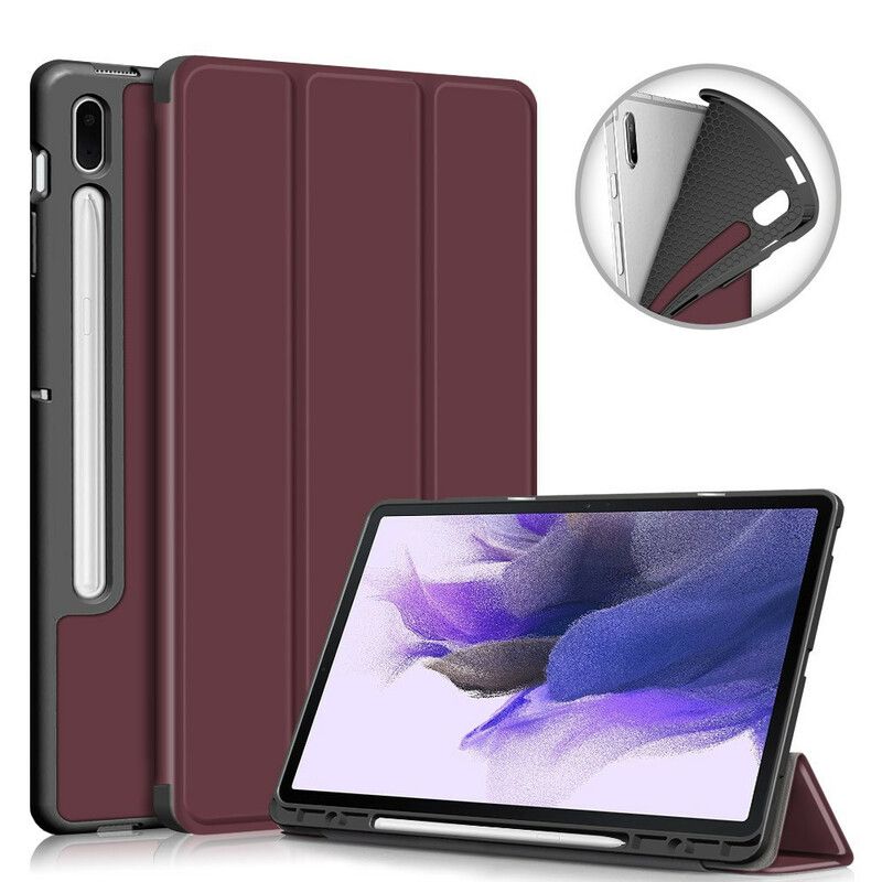 Smart Etui Samsung Galaxy Tab S7 Fe Tri-fold Forsterket Penneholder