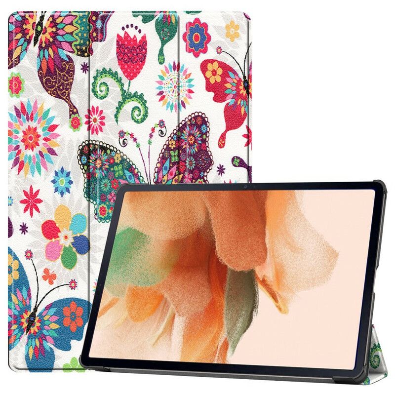 Smart Etui Samsung Galaxy Tab S7 Fe Vintage Blomsterpennholder