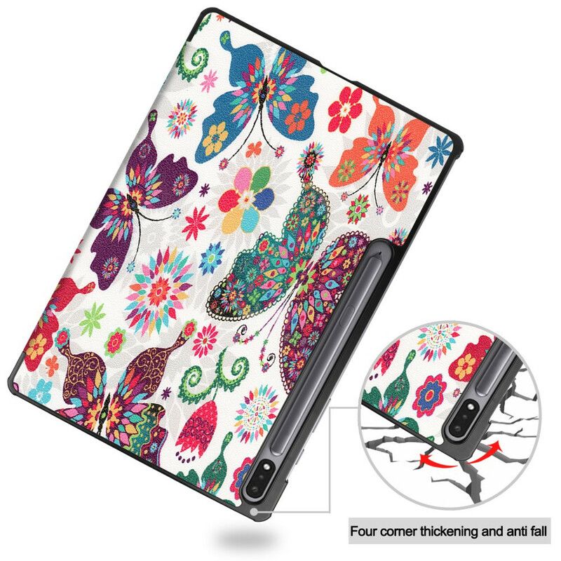 Smart Etui Samsung Galaxy Tab S7 Fe Vintage Blomsterpennholder