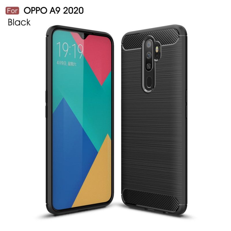 Deksel Oppo A5 2020 Svart Børstet Karbonfiber