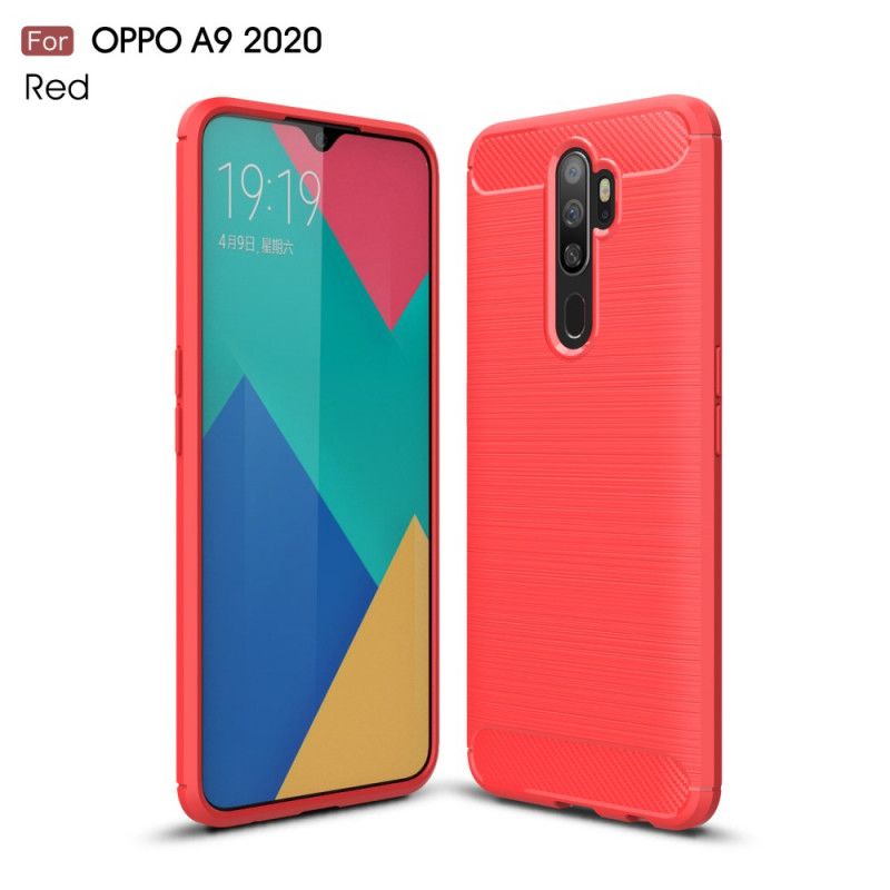 Deksel Oppo A5 2020 Svart Børstet Karbonfiber