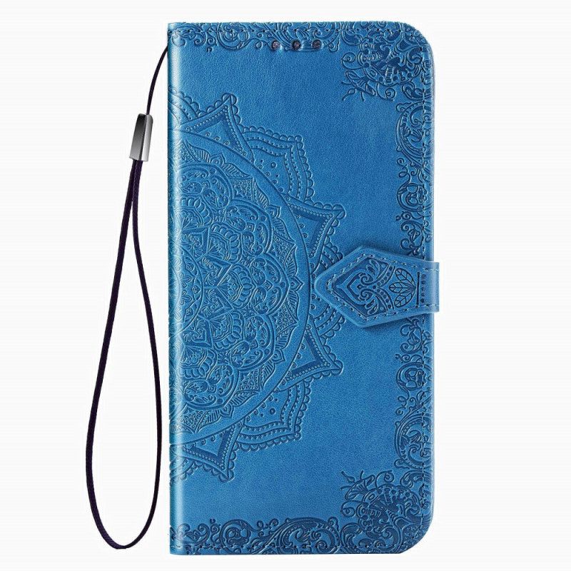 Lærdeksel Folio Deksel Oppo A5 2020 Svart Mobildeksel Middelaldrende Mandala