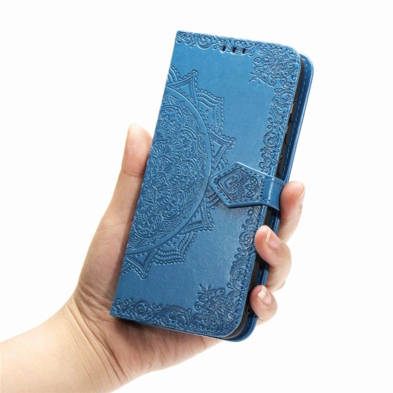 Lærdeksel Folio Deksel Oppo A5 2020 Svart Mobildeksel Middelaldrende Mandala