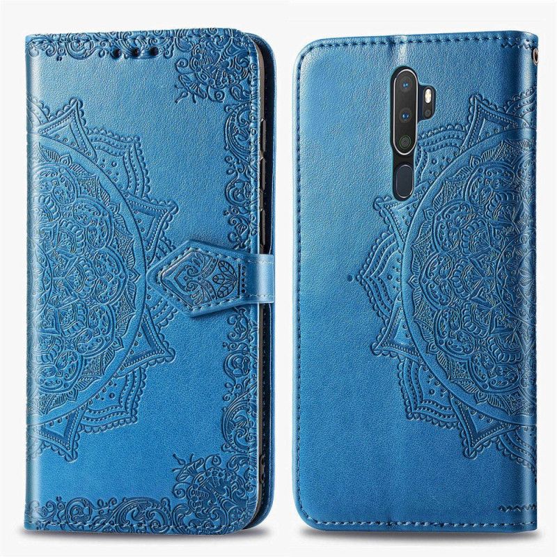 Lærdeksel Folio Deksel Oppo A5 2020 Svart Mobildeksel Middelaldrende Mandala