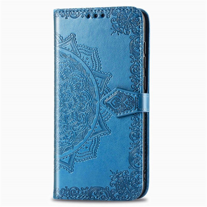 Lærdeksel Folio Deksel Oppo A5 2020 Svart Mobildeksel Middelaldrende Mandala