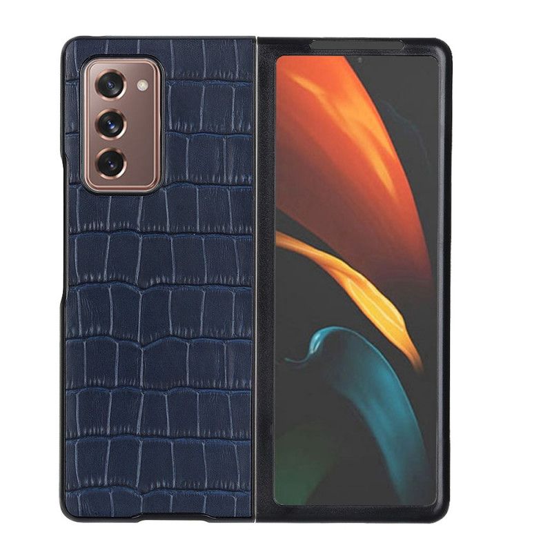 Deksel for Samsung Galaxy Z Fold 2 Svart Ekte Krokodilleskinn