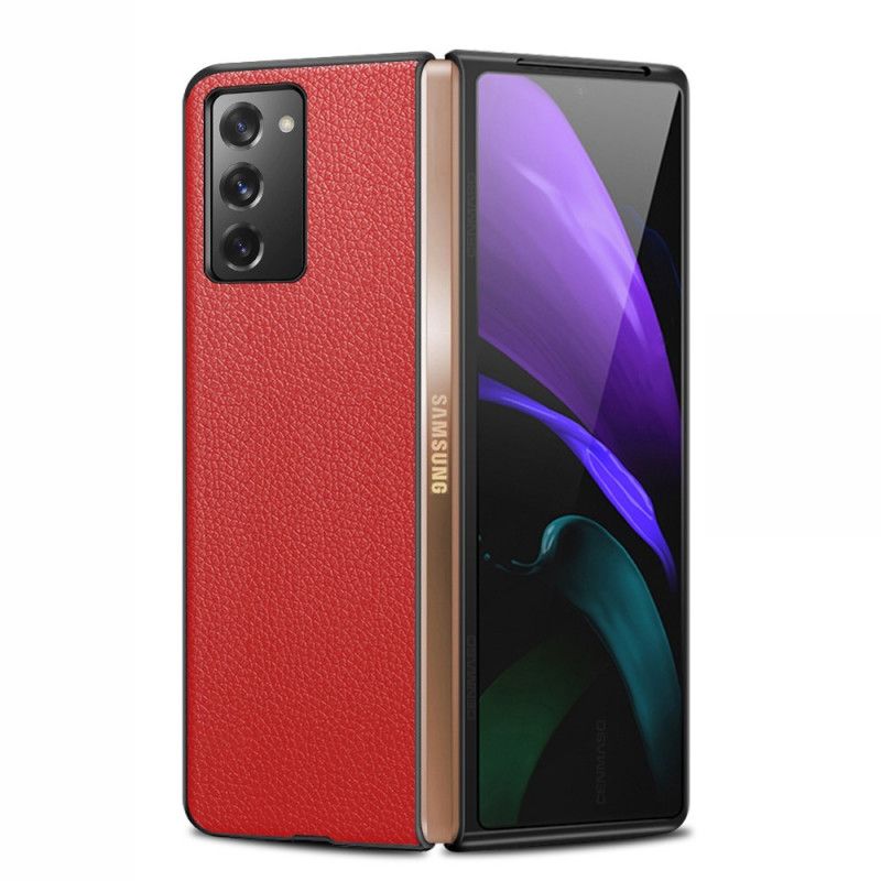 Deksel for Samsung Galaxy Z Fold 2 Svart Ekte Litchi