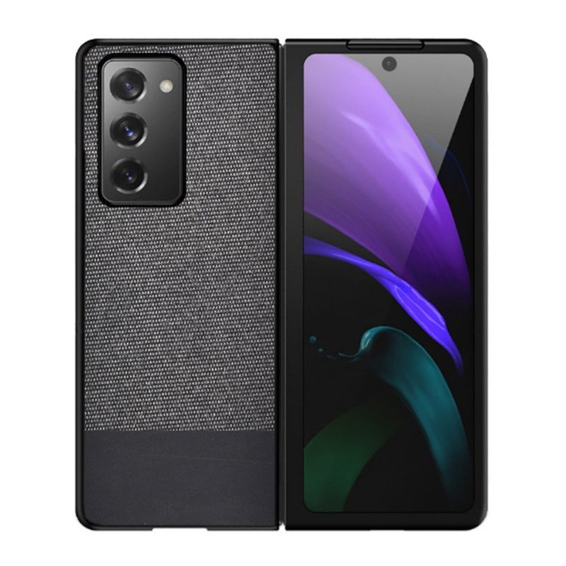 Deksel for Samsung Galaxy Z Fold 2 Svart Imitert Lær Og Stoff