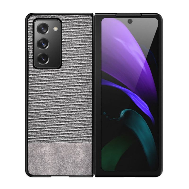 Deksel for Samsung Galaxy Z Fold 2 Svart Imitert Lær Og Stoff