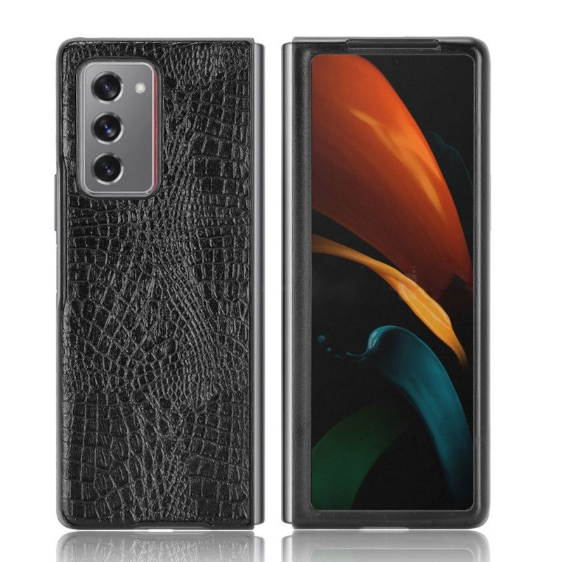 Deksel for Samsung Galaxy Z Fold 2 Svart Krokodillehudstil