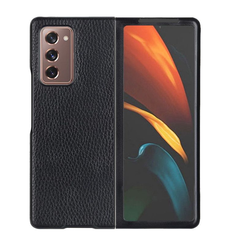 Deksel Samsung Galaxy Z Fold 2 Svart Ekte Teksturert Litchi