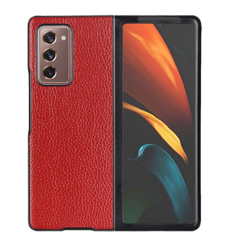 Deksel Samsung Galaxy Z Fold 2 Svart Ekte Teksturert Litchi