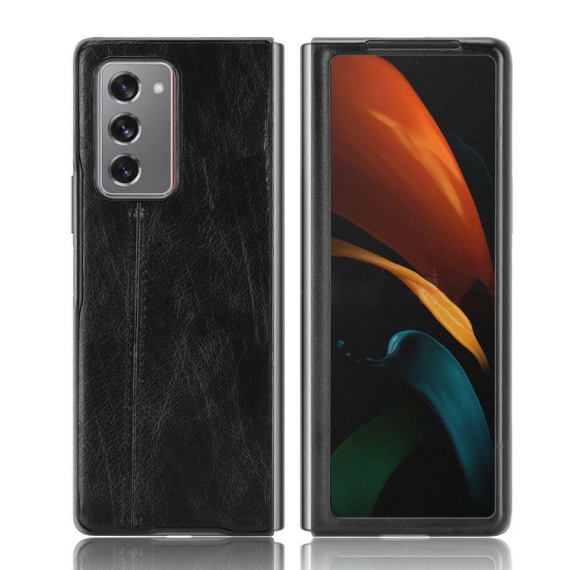 Deksel Samsung Galaxy Z Fold 2 Svart Sydd Skinneffekt