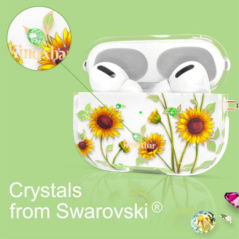 Deksel AirPods Pro Hvit Swarovski Kingxbar Lysende Blomster