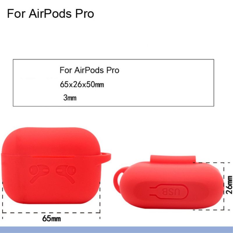 Deksel AirPods Pro Svart Rene Farger Silikon Med Karabinkrok Anti-fall