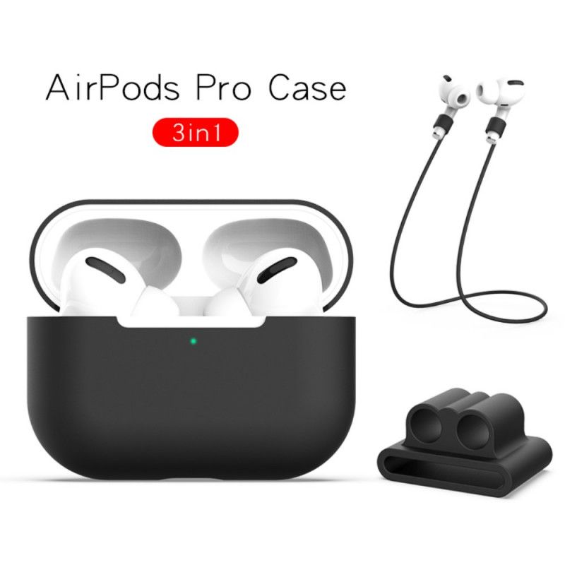 Deksel AirPods Pro Svart Silikon Med Hodetelefonkabel