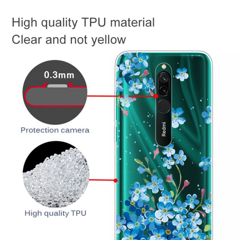 Deksel for Xiaomi Redmi 8 Bukett Med Blå Blomster