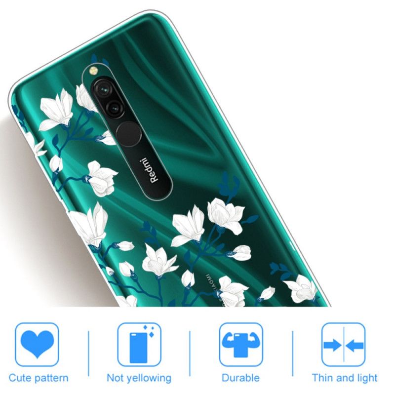 Deksel Xiaomi Redmi 8 Mobildeksel Hvite Blomster