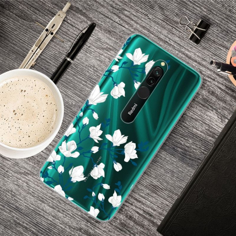 Deksel Xiaomi Redmi 8 Mobildeksel Hvite Blomster