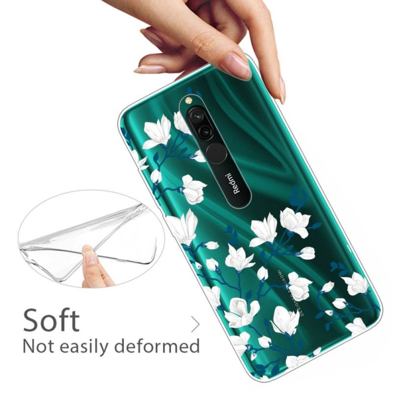 Deksel Xiaomi Redmi 8 Mobildeksel Hvite Blomster