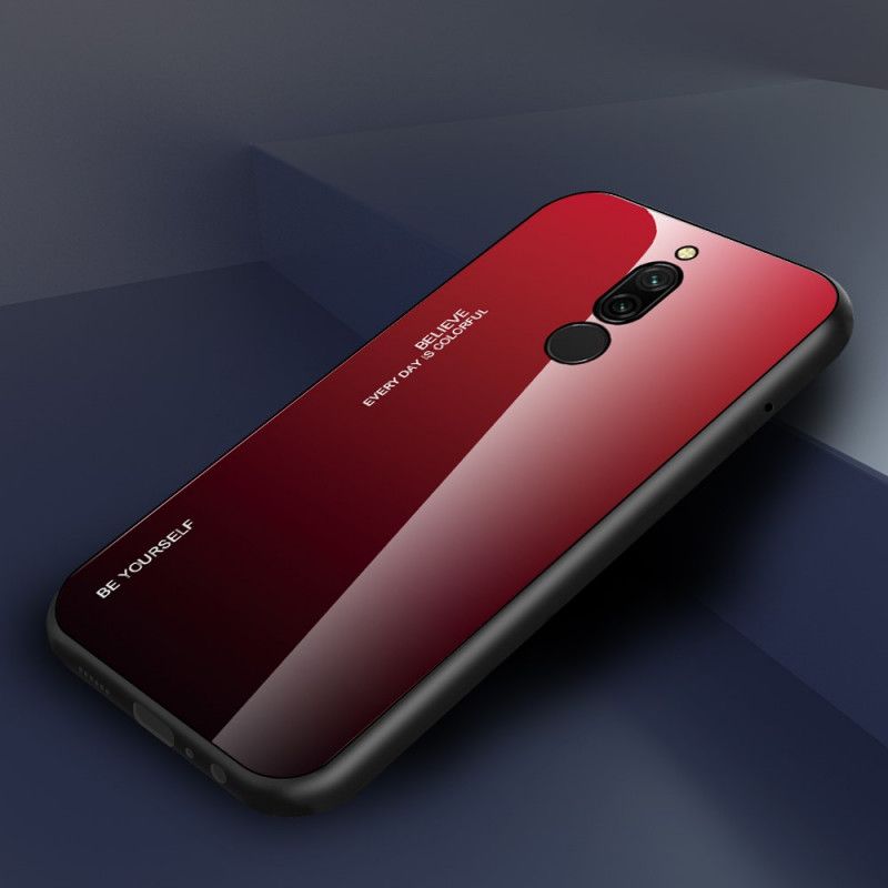 Deksel Xiaomi Redmi 8 Rød Vær Deg Selv Herdet Glass