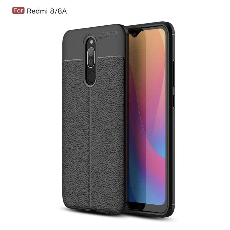 Deksel Xiaomi Redmi 8 Svart Dobbeltlinjet Litchi-Effekt