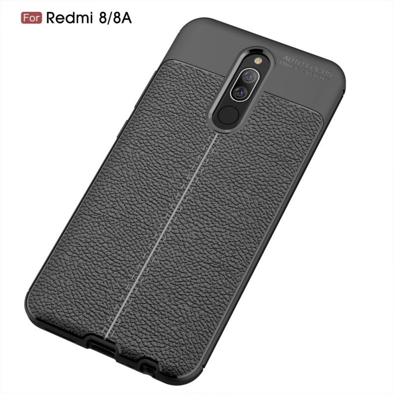 Deksel Xiaomi Redmi 8 Svart Dobbeltlinjet Litchi-Effekt