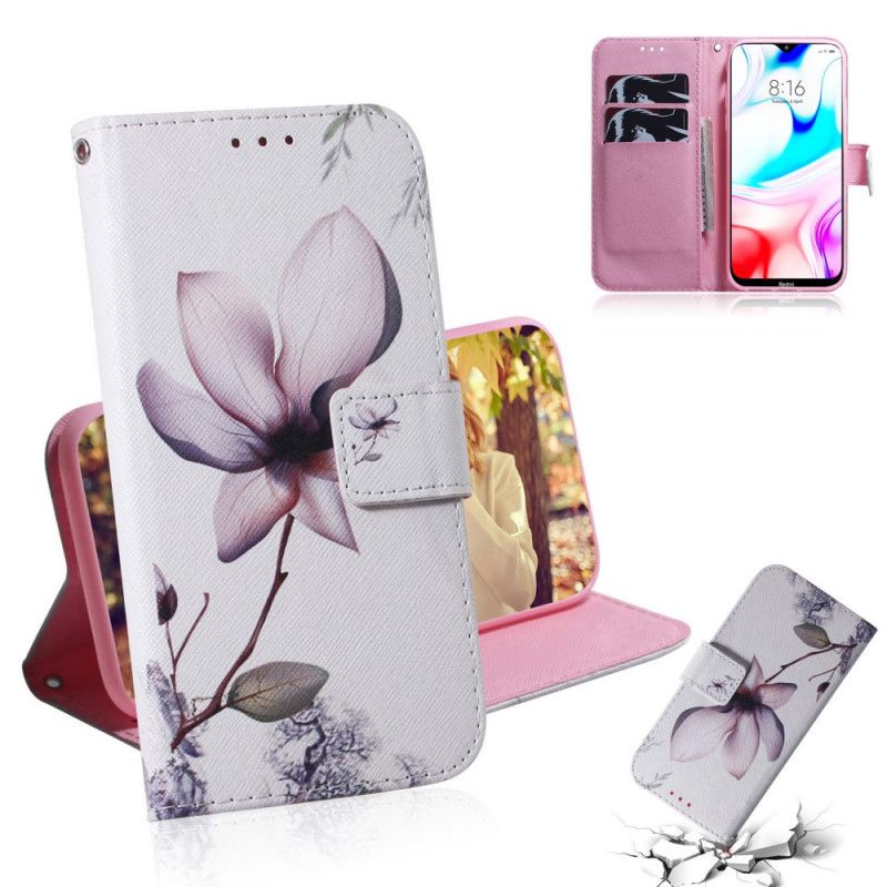 Folio Deksel for Xiaomi Redmi 8 Gammel Roseblomst