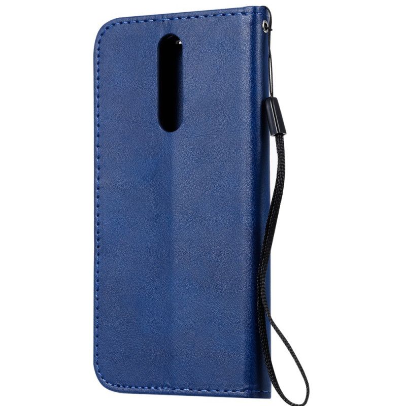 Folio Deksel for Xiaomi Redmi 8 Svart Renfarget Skinneffekt Med Stropp