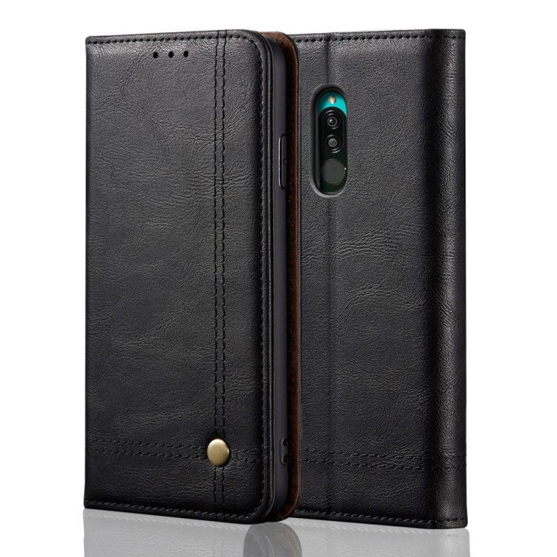 Folio Deksel for Xiaomi Redmi 8 Svart Sydd Skinneffekt