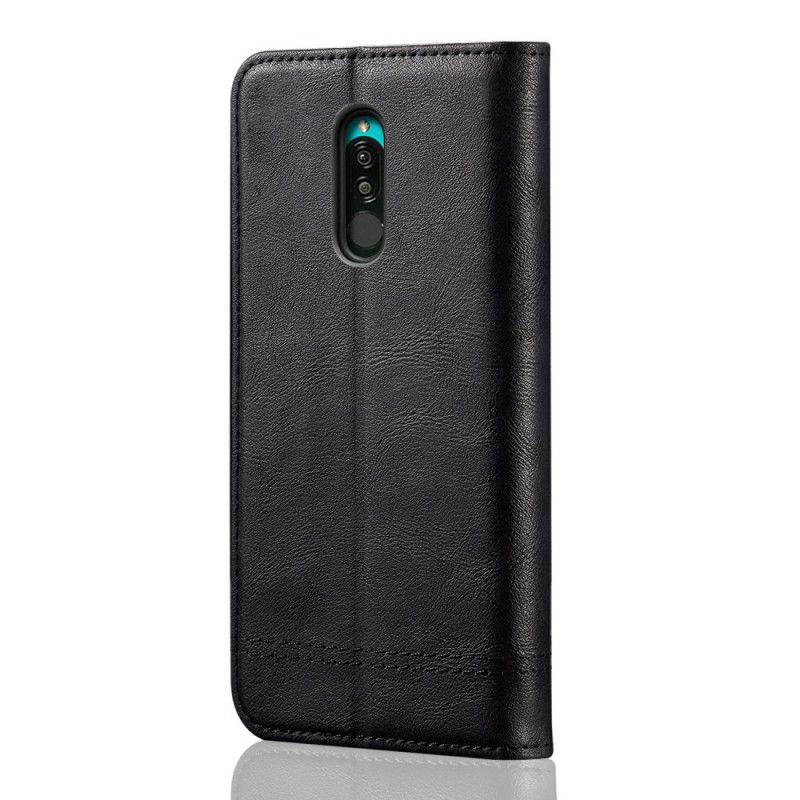 Folio Deksel for Xiaomi Redmi 8 Svart Sydd Skinneffekt