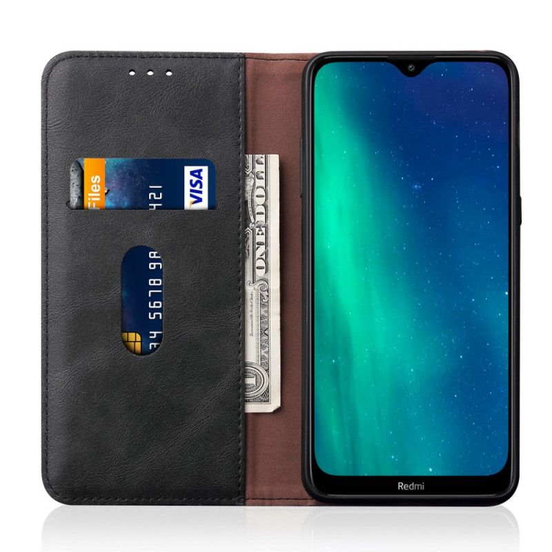 Folio Deksel for Xiaomi Redmi 8 Svart Sydd Skinneffekt