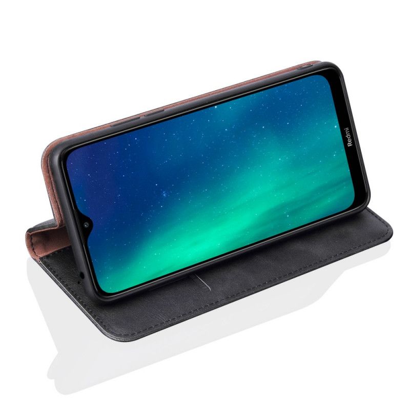 Folio Deksel for Xiaomi Redmi 8 Svart Sydd Skinneffekt