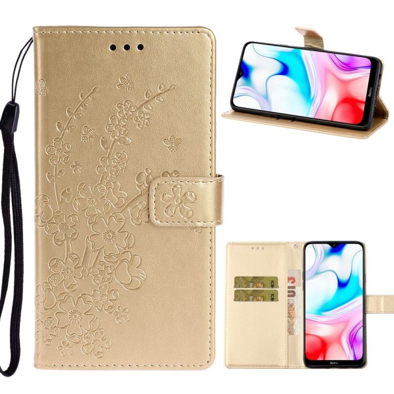 Folio Deksel Xiaomi Redmi 8 Golden Sommerblomster