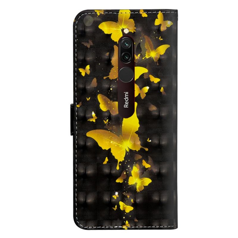 Folio Deksel Xiaomi Redmi 8 Gule Sommerfugler Anti-fall