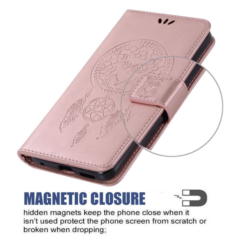 Folio Deksel Xiaomi Redmi 8 Rose Gold Læreffekt Ugle Drømmefanger