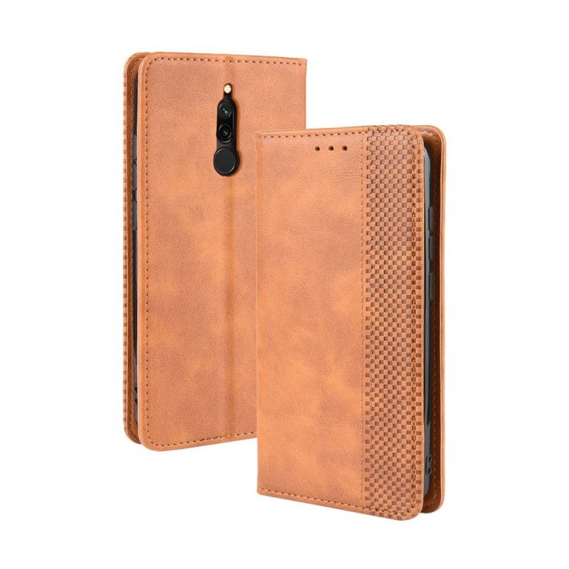 Folio Deksel Xiaomi Redmi 8 Svart Stilisert Vintage-Skinneffekt