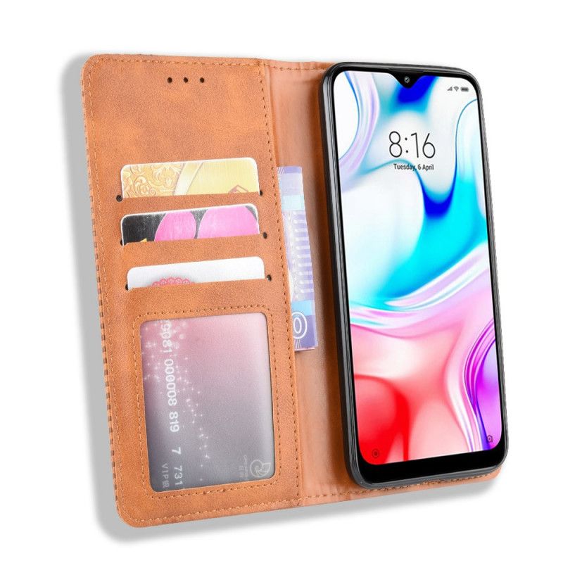 Folio Deksel Xiaomi Redmi 8 Svart Stilisert Vintage-Skinneffekt