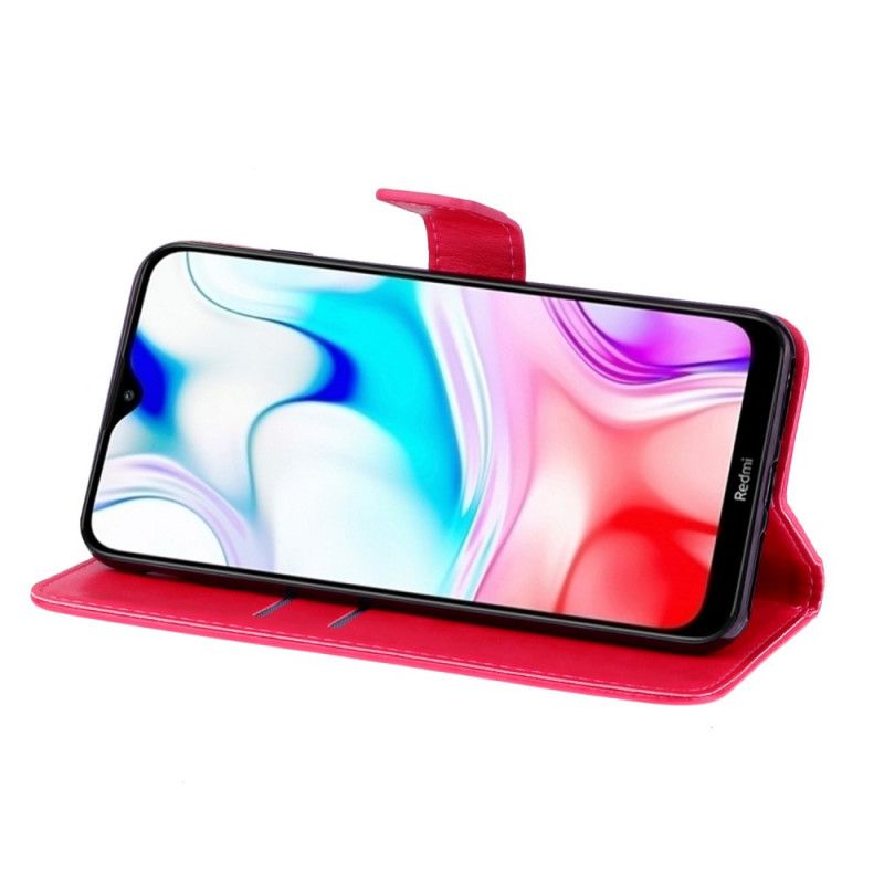 Lærdeksel Folio Deksel Xiaomi Redmi 8 Magenta Mobildeksel Sommerfugl Sjarm