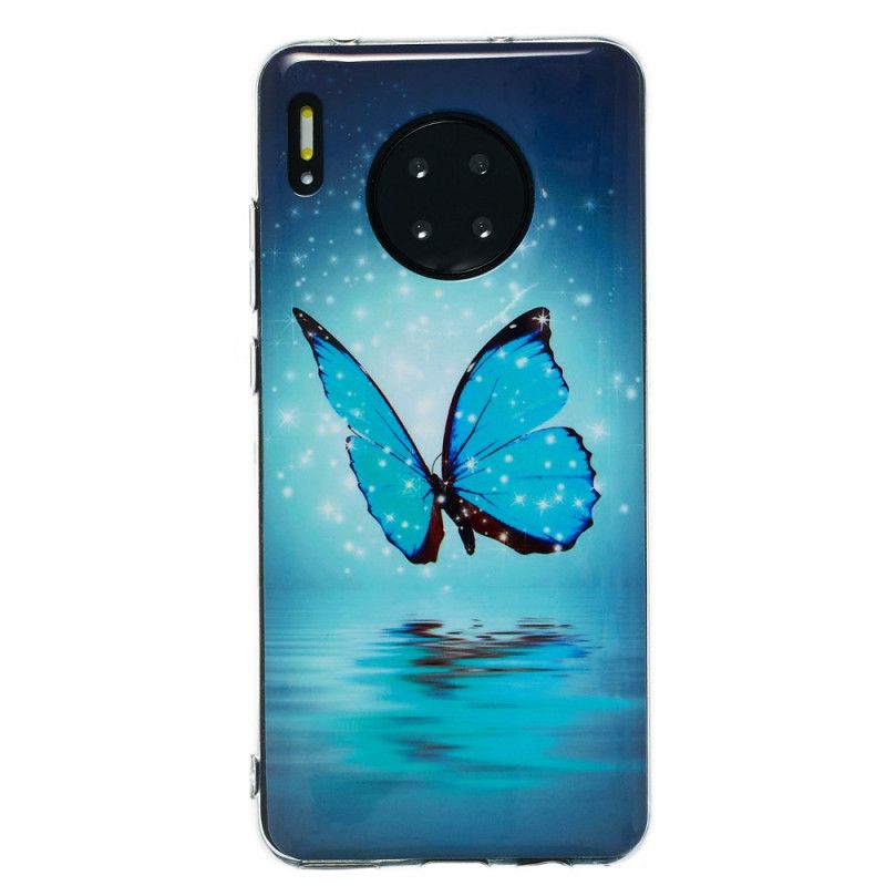 Deksel for Huawei Mate 30 Fluorescerende Blå Sommerfugl